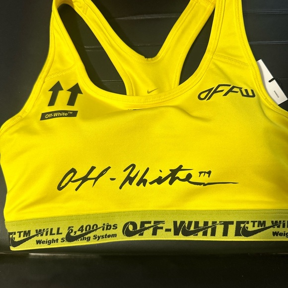yellow off white sports bra